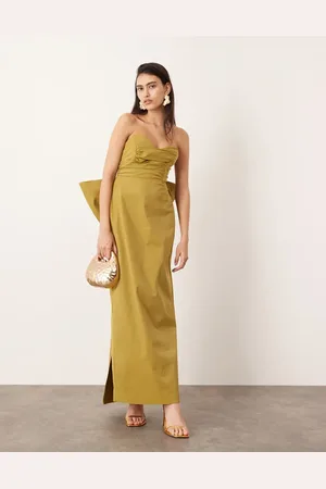 ASOS Vestido largo con escote palabra de honor y lazo grande de