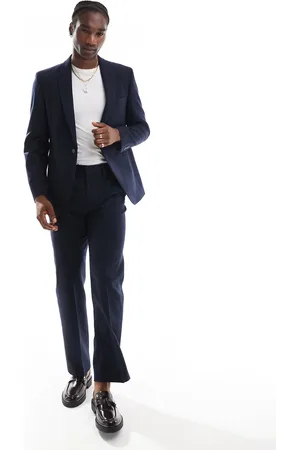 ASOS Pantalones de traje de pernera recta con raya diplomática de