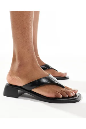 ASOS Sandalias de dedo negras estilo mules de tacón Finale de