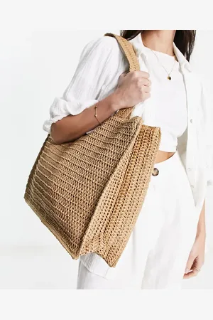 South Beach Bolso tote playero de hombro de paja de - neutro