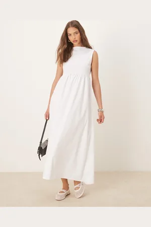 ASOS Vestido largo de corte trapecio con vuelo y cuello barco de