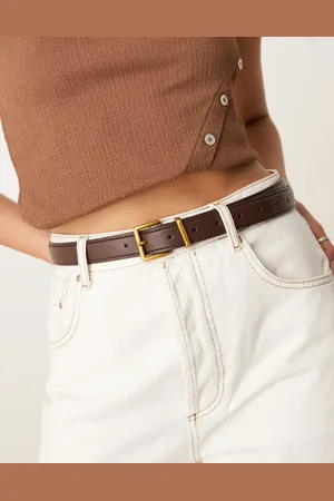 ASOS Cinturón marrón para cintura y cadera con hebilla cuadrada de