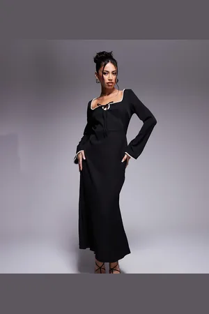 In The Style Vestido semilargo con ribete de perlas exclusivo de x Perrie Sian
