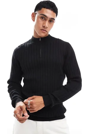 ASOS Jersey básico y ajustado con cremallera corta de canalé de