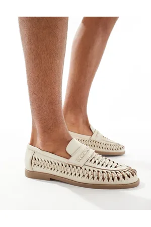 River Island Mocasines blancos con diseño entretejido de