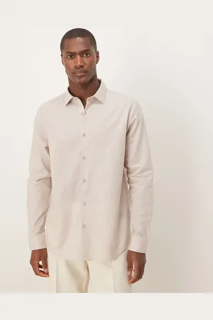 ASOS Camisa de vestir color de corte estándar de mezcla de lino de -Neutro