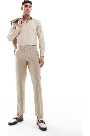 ASOS Pantalones de traje de corte slim de lana peinada ligera lavable de -Neutro