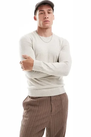 Hollister Jersey blanco jaspeado holgado con logo de icono de punto ligero de