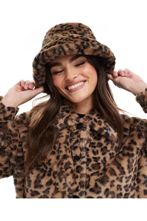Pieces® Sombrero de pescador con estampado de leopardo de piel sintética de -Multicolor