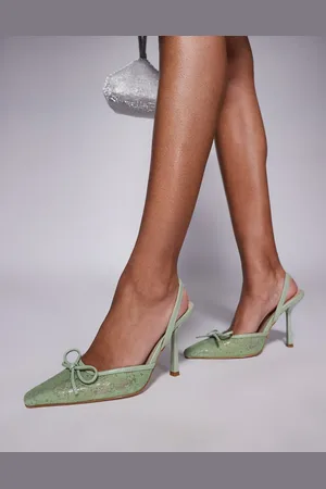 Simmi London Zapatos de salón verde destalonados con detalle de lazo Bebee de SIMMI London Wide Fit