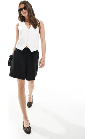 JJXX Pantalones cortos negros de mezcla de lino de