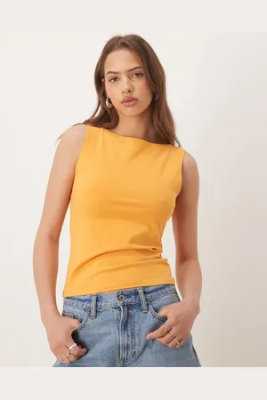 ASOS Top color sin mangas con cuello barco de -Naranja