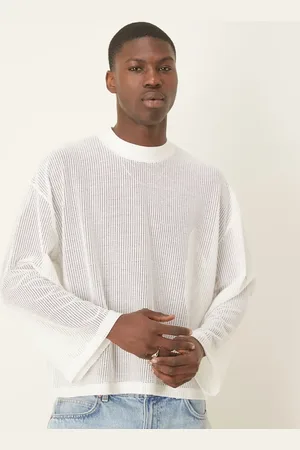 ASOS Camiseta corta blanca extragrande de manga larga con sisas caídas de malla de -Blanco