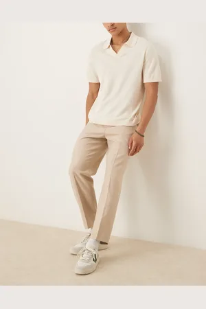 ASOS Pantalones de vestir color de corte tapered holgado con pinzas delanteras de tejido cepillado de -Neutro