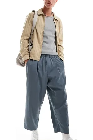 Reclaimed Pantalones capri azules holgados de pernera ancha sin cierres de -Gris