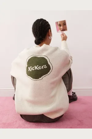 Kickers Jersey color holgado con logo verde y negro "1970" de punto de -Azul marino