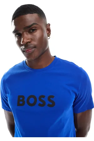HUGO BOSS Camiseta azul con logo en el pecho de BOSS