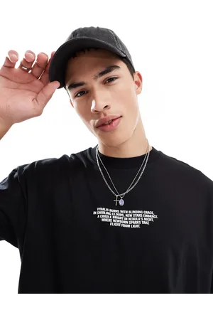 ASOS Camiseta negra extragrande con estampado gráfico cósmico de -Marrón