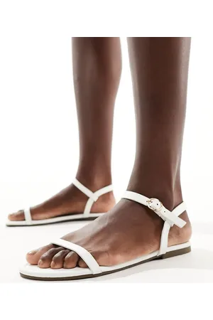 French Connection Sandalias blancas planas minimalistas de