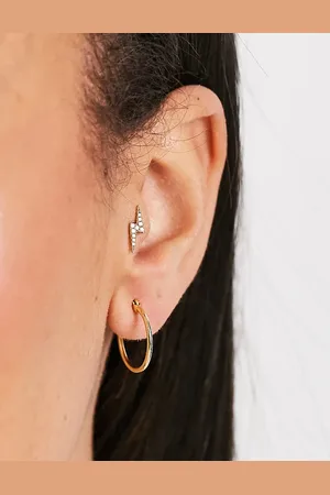 Pieces® Pendientes de aro pequeños chapados en oro de 18 quilates de