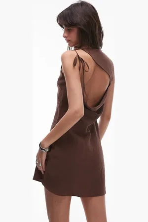 Topshop Vestido corto de corte acampanado con espalda al aire de cupro de