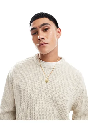 ASOS Jersey color extragrande de punto inglés acanalado de -Beis neutro