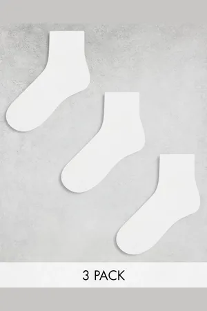ASOS Pack de 3 pares de calcetines deportivos blancos con planta de tejido de rizo y refuerzo en el arco de