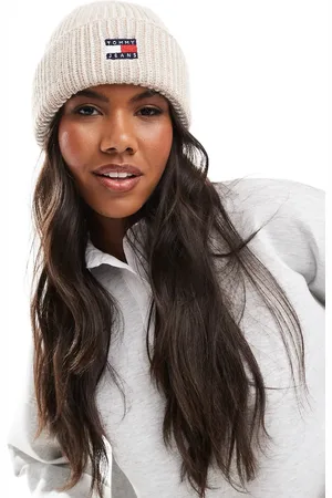 Tommy Hilfiger Gorro color avena con logo de bandera de -Beis neutro