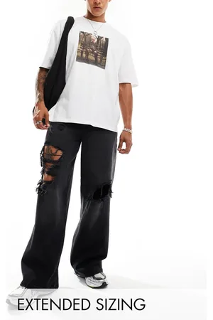 ASOS Vaqueros negro lavado de corte muy holgado con diseño muy rasgado de