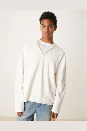 ASOS Polo blanco extragrande con bajo sin rematar de