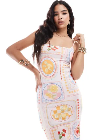 Miss Selfridge Vestido largo de tirantes con cuello cuadrado y de -Multicolor