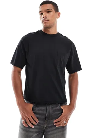 ASOS Camiseta de corte cuadrado holgado con bolsillo con bordes sin rematar de