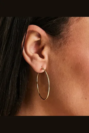 Pieces® Pendientes de aro grandes dorados chapados en oro de 18 quilates de