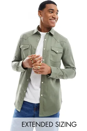 ASOS Camisa vaquera verde ajustada de estilo western de
