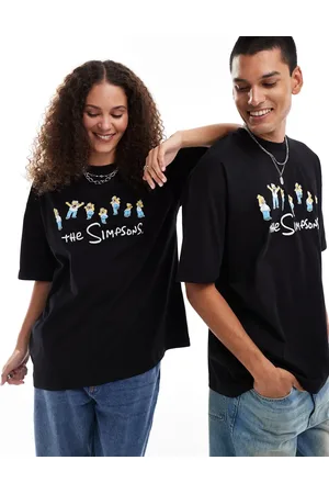 ASOS Camiseta negra unisex extragrande con estampado gráfico y bordado con licencia de "The Simpsons" de