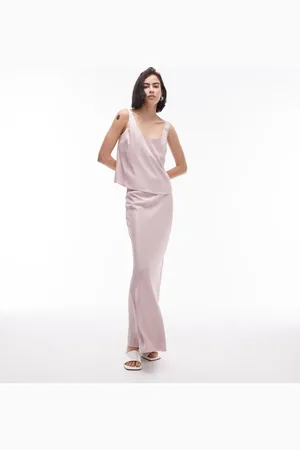Topshop Falda larga rosa de corte al bies con detalle de ribete lencero de (parte de un conjunto)