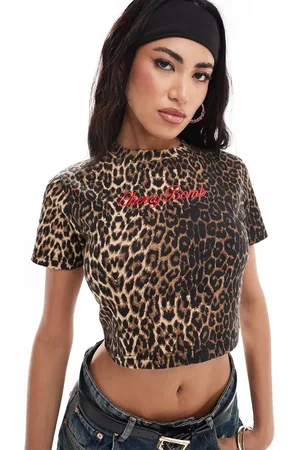 Kaiia Camiseta corta con diseño encogido, estampado de y logo Cherry Bomb de -Multicolor