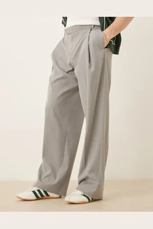 ASOS Pantalones de vestir claro de pernera ancha con pinzas marcadas de