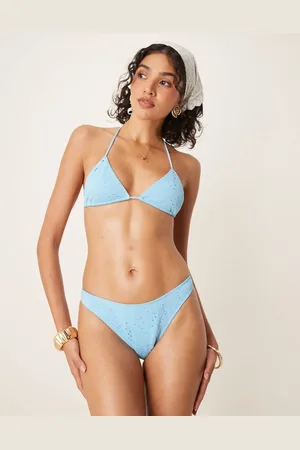 ASOS Braguitas de bikini de pernera alta con estampado de cachemir de tejido texturizado Tia de