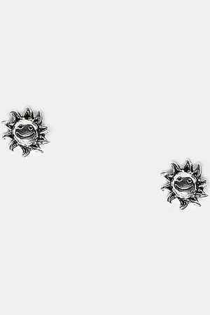 Kingsley Ryan Pendientes de botón con diseño de girasol de plata de ley de