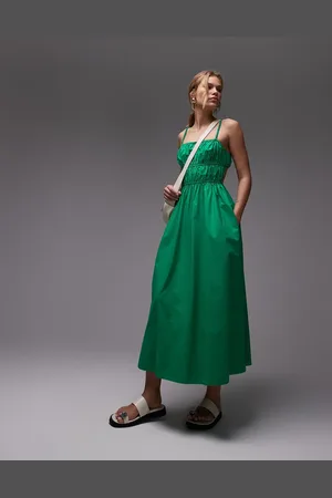 Topshop Vestido midi fruncido de popelina de