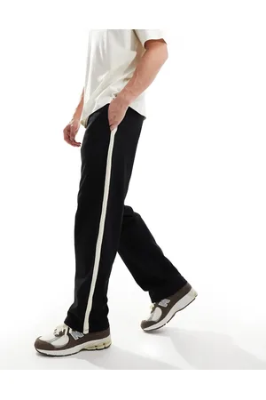 ASOS Joggers negros de pernera ancha con cinta lateral de