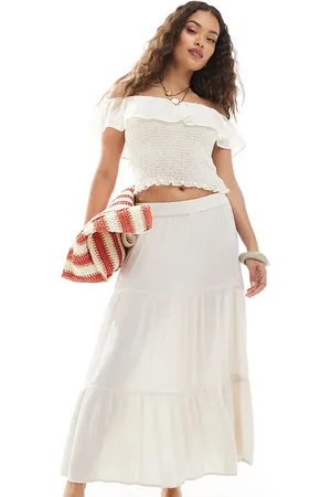 ONLY Falda larga color escalonada de -Blanco