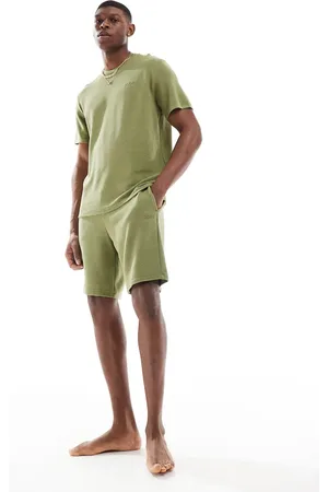 HUGO BOSS Camiseta verde de canalé de BOSS Bodywear (parte de un conjunto)
