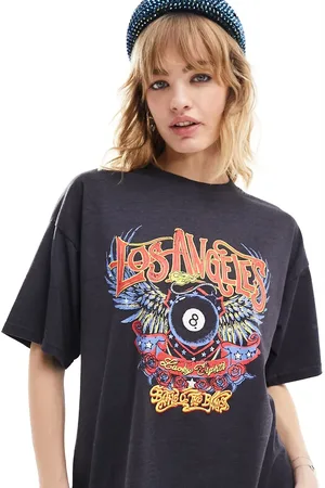 Daisy Street Camiseta lavado extragrande con estampado gráfico "Los Angeles" de