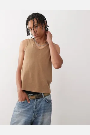 Reclaimed Camiseta lavado sin mangas ajustada con cuello de pico de