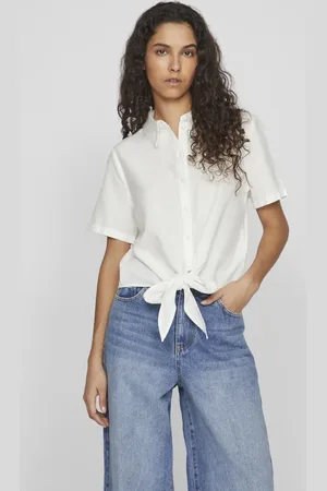 VILA Camisa blanca de manga corta de