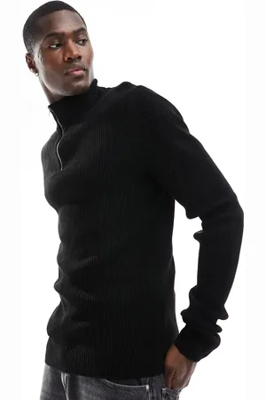 ASOS Jersey ajustado básico con media cremallera de punto de