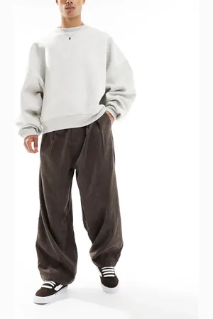 ASOS Pantalones marrones holgados extragrandes con pinzas de pana de