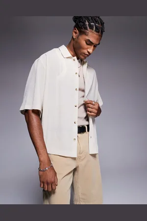 ASOS Camisa color de corte cuadrado extragrande de tejido texturizado de -Azul